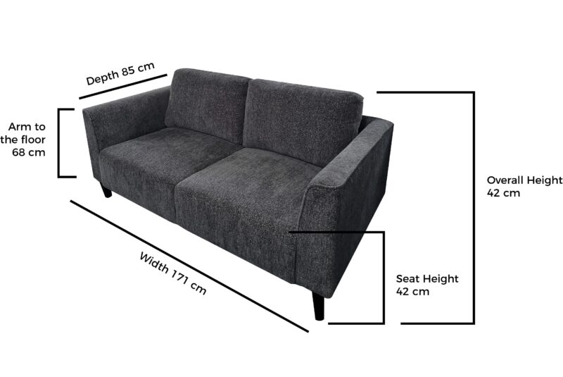 Starck 2 Seater Fabric Sofa in Grey - Brand New