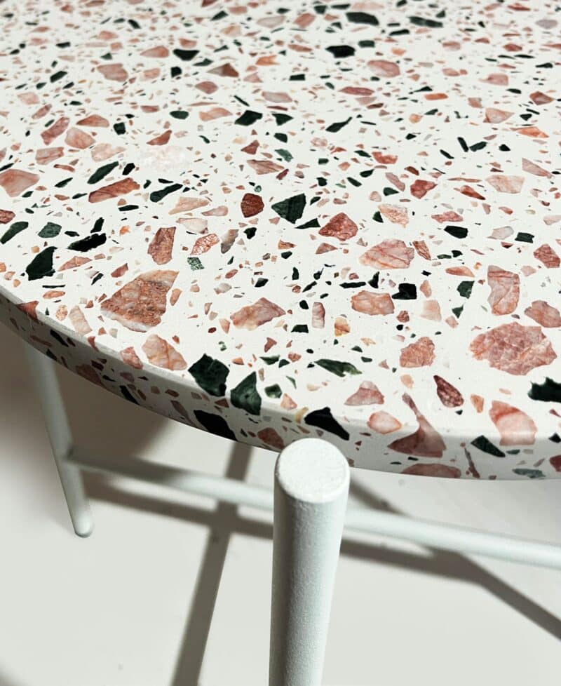 Tristan Terrazzo Side Table in White and Pink - Brand New