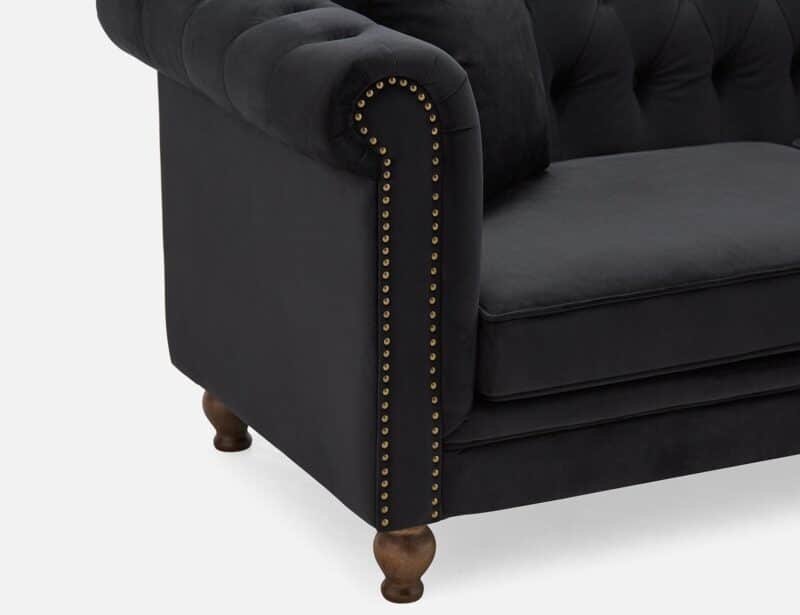 Amadeus Velvet Black 3 Seater Sofa – Brand New