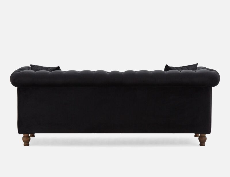 Amadeus Velvet Black 3 Seater Sofa – Brand New