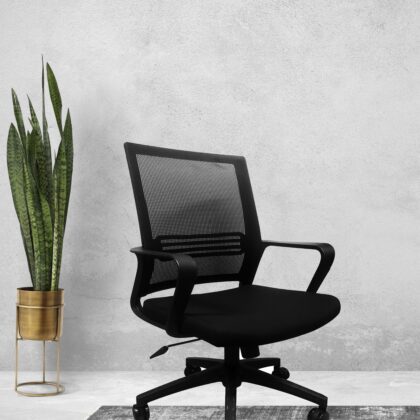 Exton Office Chair in Black Mesh and Seatpad – Brand New