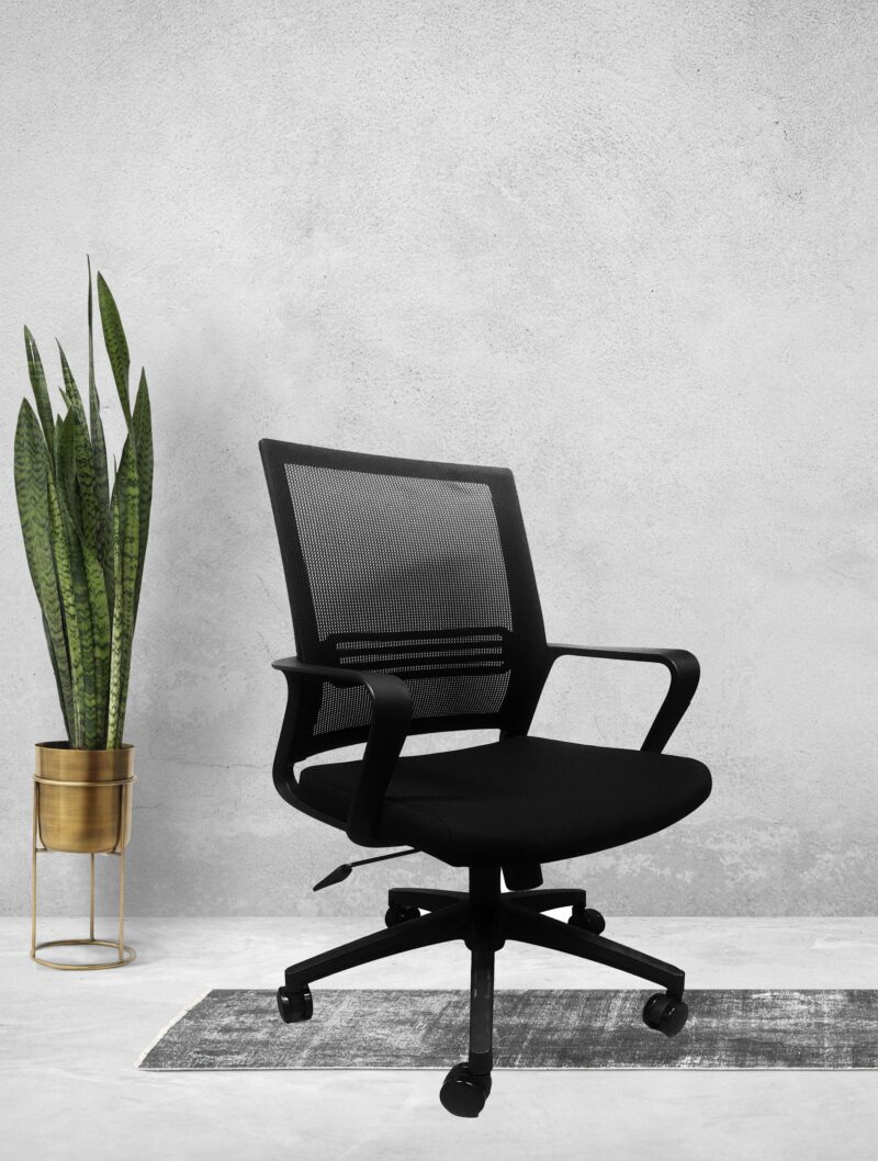 Exton Office Chair in Black Mesh and Seatpad – Brand New