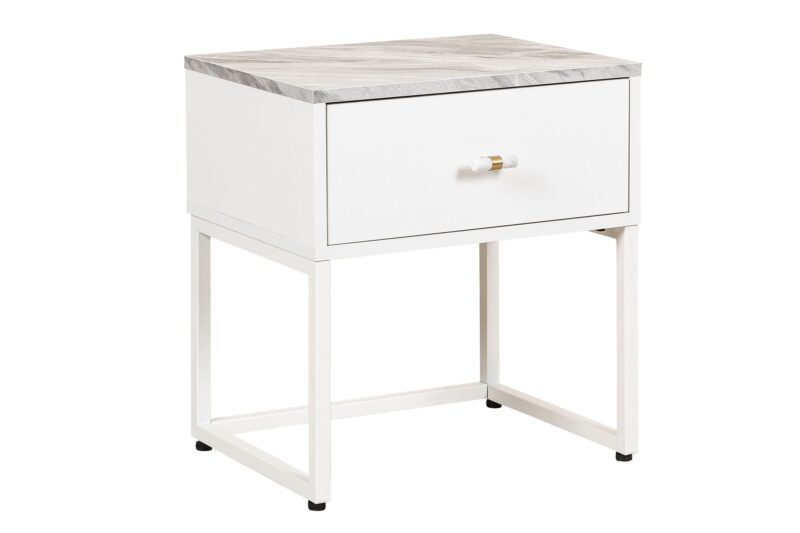 Fore Bedside Table in White - Brand New