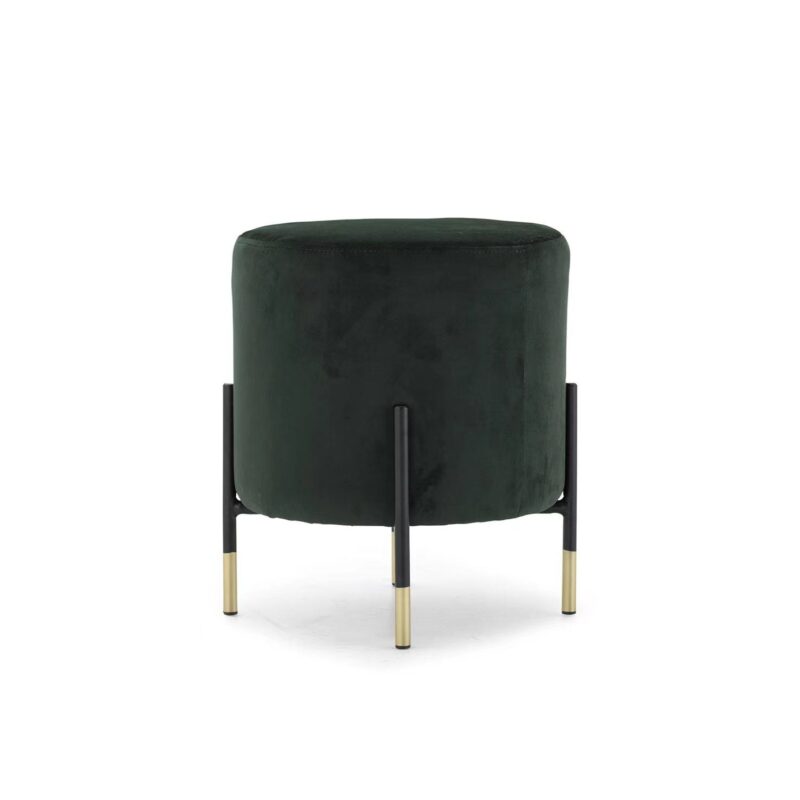 Gina Ottoman in Velvet Forest Green and Gold Tip – Brand New