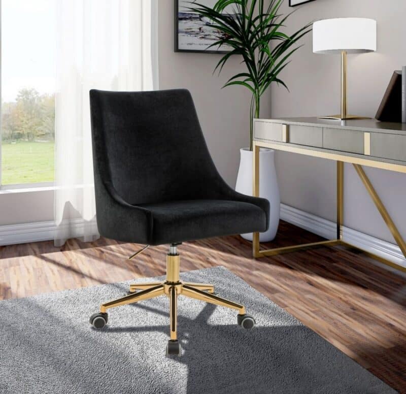 Hamilton Velvet Office Chair in Black – Brand New