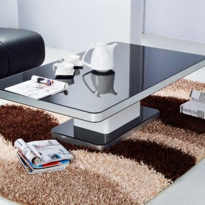 Iphone Modern Coffee Table with Glass Top and Metal Legs – Brand New