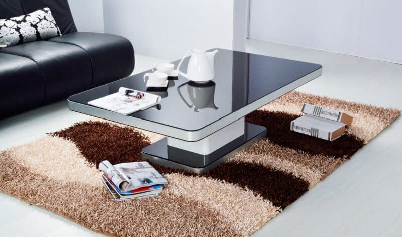 Iphone Modern Coffee Table with Glass Top and Metal Legs – Brand New