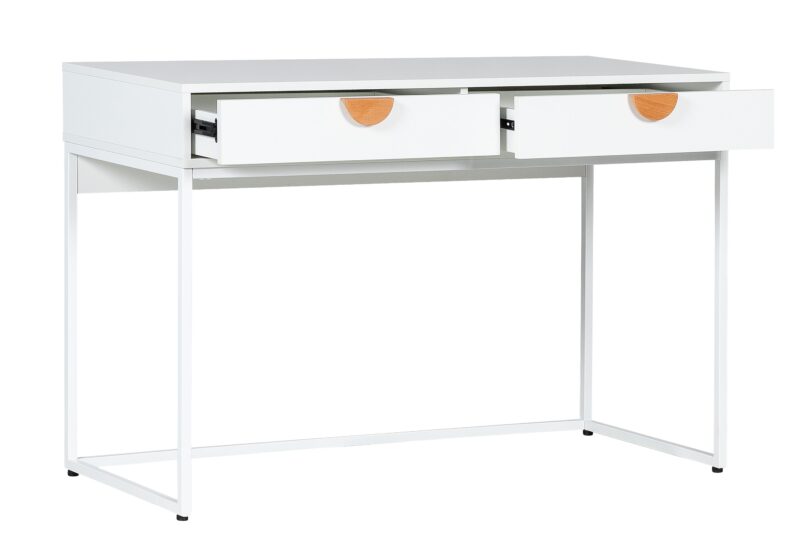 Havana Working Desk in White and Solid Timber Handle - Brand New