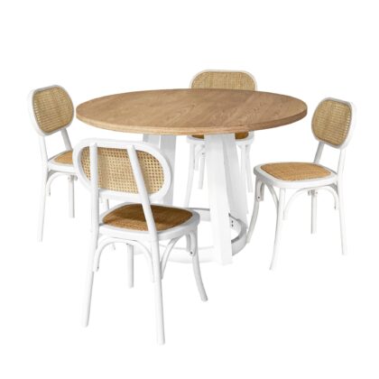 4 Seater Havana 1.2 Dining Table & White Lima Chair Set - Brand New