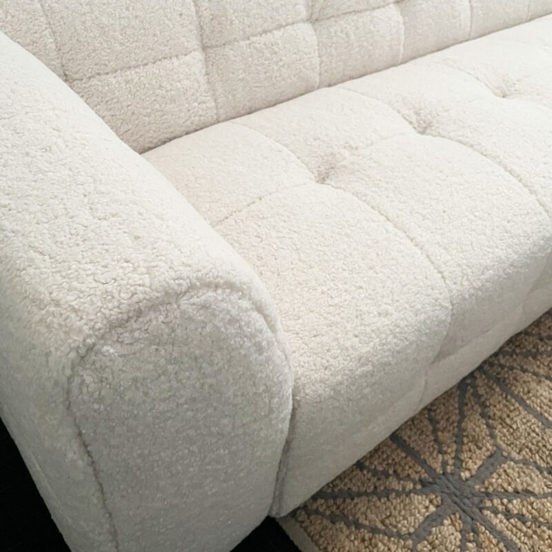 Kylie Faux Shepperd Fur Fabric 3 Seater Sofa – Brand New